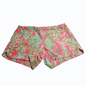 Lilly Pulitzer Adie Shorts Size 2 Flamingo Pink Cotton Side Zip 3.5" Inseam EUC